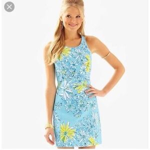 Lilly Pulitzer Graves Breakwater Blue Daisy Dance Racerback Shift Dress Size 00